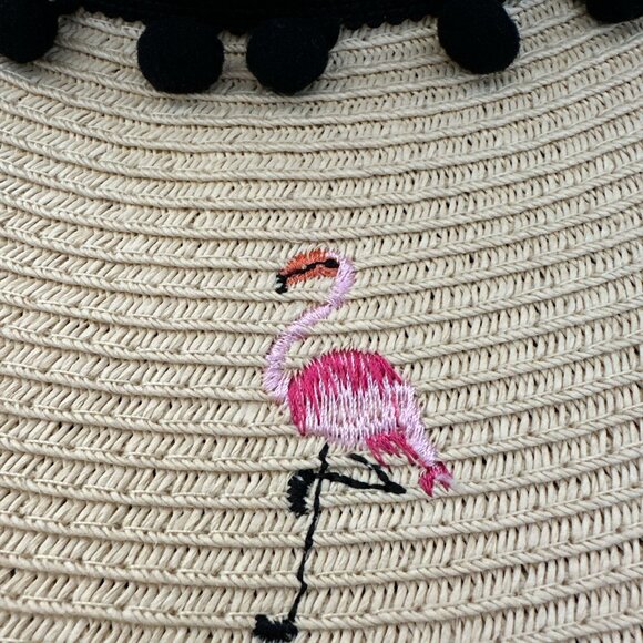 Betsey Johnson Flamingo Woven Floppy Sun Hat NWT Coastal Beachy Resort Tropical main image 9